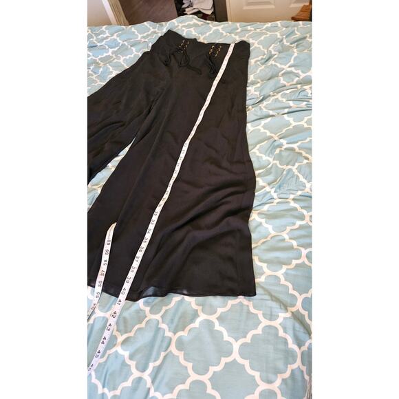 Luca Milano Size Large Black Sheer Wide Leg Pants - Picture 8 of 12